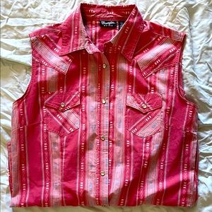 Wrangler Red Sleeveless Western Shirt